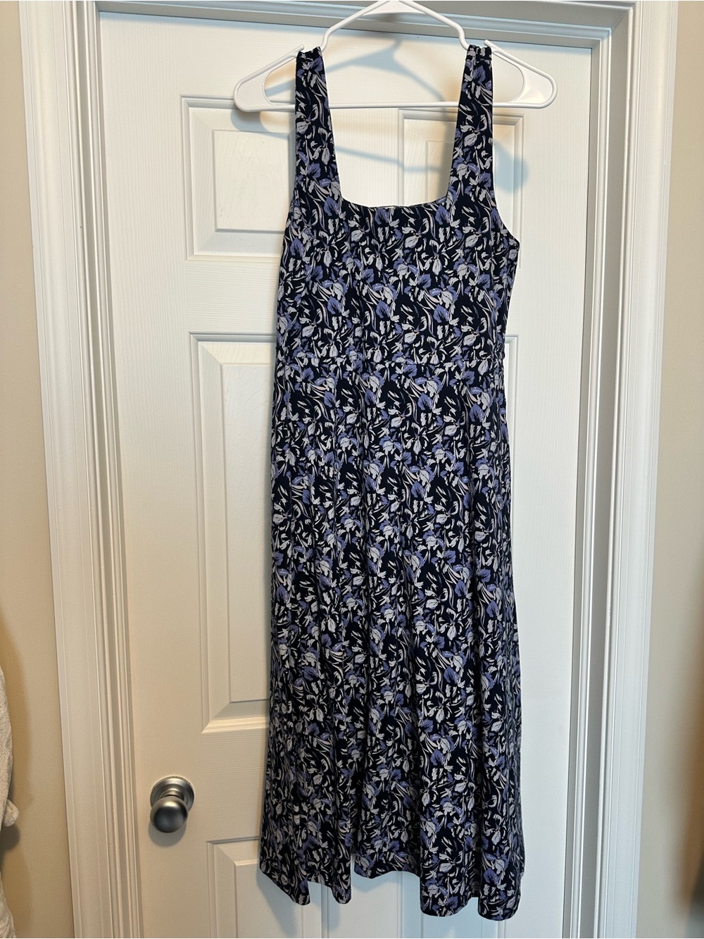 Pact organic Navy Floral Square-Neck Midi Dress